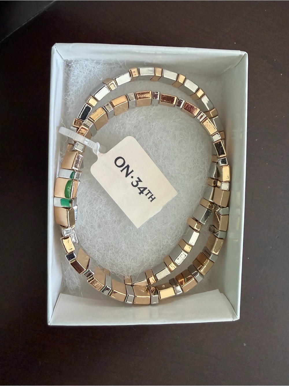 ON·34TH Two-Tone Gold & Silver Stretch Bracelet